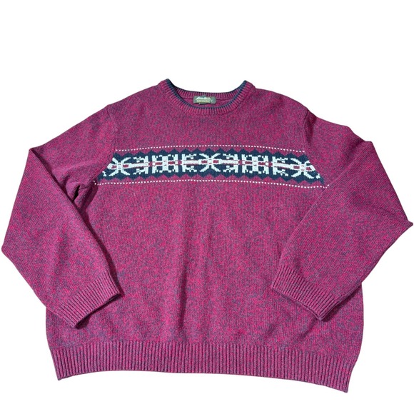 Eddie Bauer Mens Fair Isle Cotton Blend Sweater Size XL Outdoors Cabincore - Picture 4 of 6